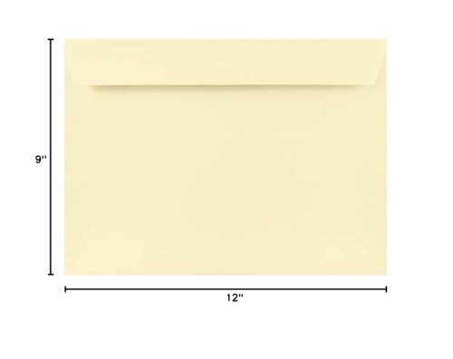 JAM PAPER 9 x 12 Booklet Strathmore Vellum Envelopes - Natural Cougar Ivory - 50/Pack