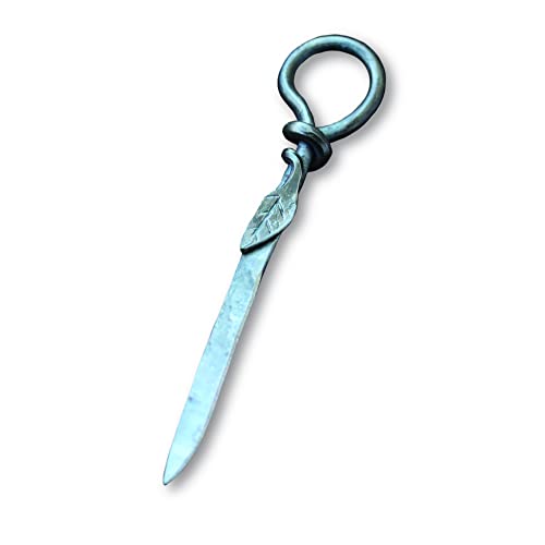 Wicks Forge Letter Opener Cast Iron Knife | Luxury, Rustic & Antique Style Desk Accessory for Cutting Open Paper Envelopes & Packages | Made in USA | by Wicks Forge | Leaf
