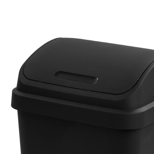 Sterilite Swing Top Wastebasket, Trash Can, 13 Gallon, Black, 12-Pack