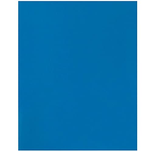 JAM PAPER Laminated Two Pocket Glossy School Folders - Letter Size - High Gloss Blue - Bulk 50/Box