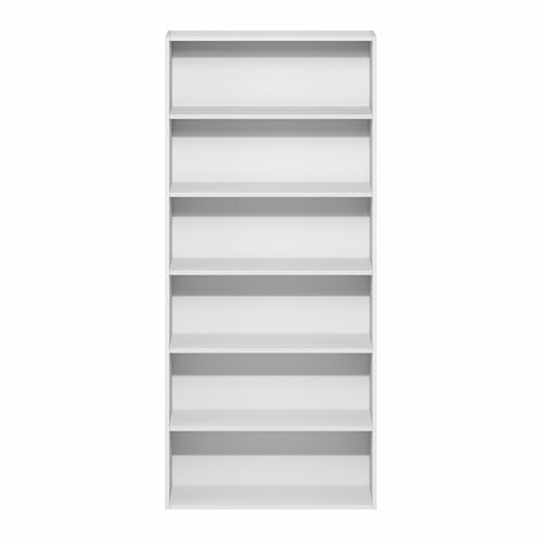 Furinno Basic Book Shelf, 6-Tier Bookcase with Open Shelf, Bookshelf, Cube Storage Organizer, 7 x 24 x 53, for Living Room, Bedroom, Home Office, White