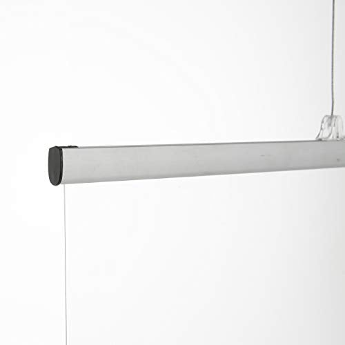 M&T Displays Cough Barrier Sneeze Guard Suspension Ceiling Hanging Divider Clear Protective Window Employer Customer Separator for Cashiers Workers 47.25x27.55