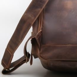 ROROR Leather Business Computer Backpack For Men Outdoor Travel Bag Retro Cowhide Leather Mens Backpack(Brown)