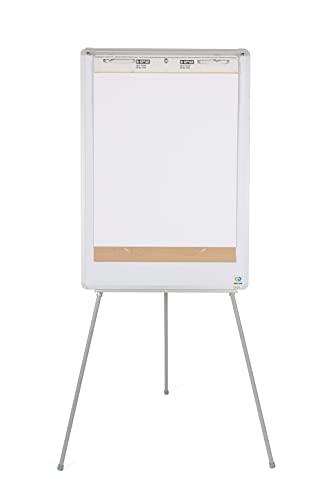 Bi-Office Earth Flipchart Tripod Magnetic Easel, 70 x 100 cm (Euro Size), Lacquered Steel Dry Wipe Surface, Aluminium Frame