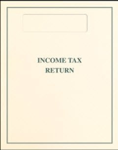 50 Income Tax Return Folders (Navy Blue) with Official 1040 Window & First Class Mail Envelopes