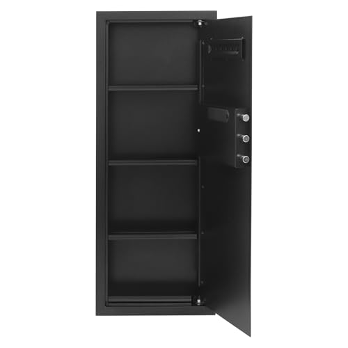 Steel Safe and Lock Box, Heavy Duty Wall Safe with Alarm, Digital Keypad Safe Box for Money, Jewelry, Document, Passport, 3.94"D x 14.57"W x 39.37"H, Black