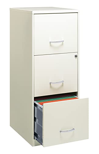 Office Dimensions 3 Drawer Vertical File Cabinet with Lock, Pearl White