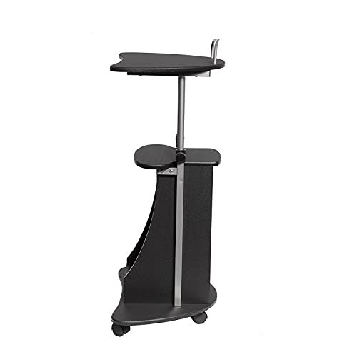 HomJoones Rolling Desk, Adjustable Height Laptop Cart with Storage，Black