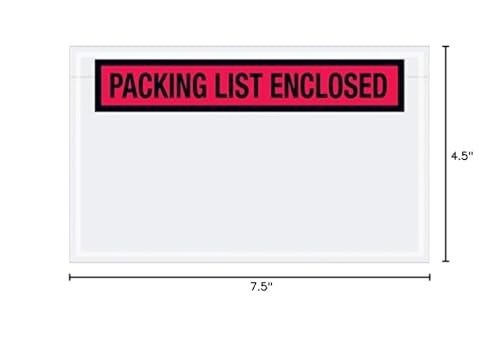 TapePlanet Packing List Enclosed Colored (Panel Face) Envelopes (4 1/2" x 7 1/2" (1000 Per/Case), Red)