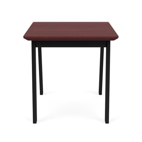 Lesro Newport Reception Waiting 20x20 Wood End Table/Black Steel/Mahogany
