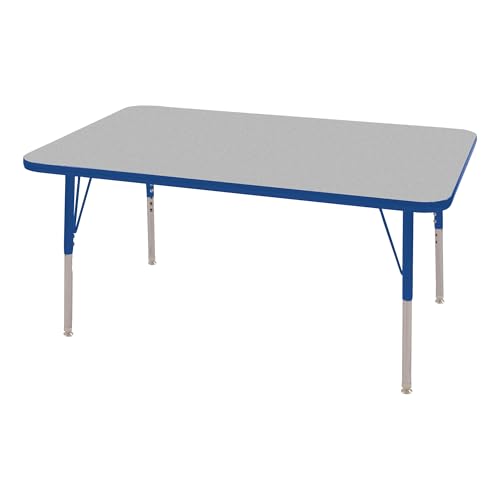 Norwood Commercial Furniture 36-Inch Adjustable Height Classroom Activity Table for Kids & Adults, Rectangular Activity Table for School and Home, Blue
