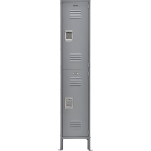 Global Industrial Infinity 2-Tier 2 Door Locker, 15" W x 15" D x 78" H, Gray, Unassembled