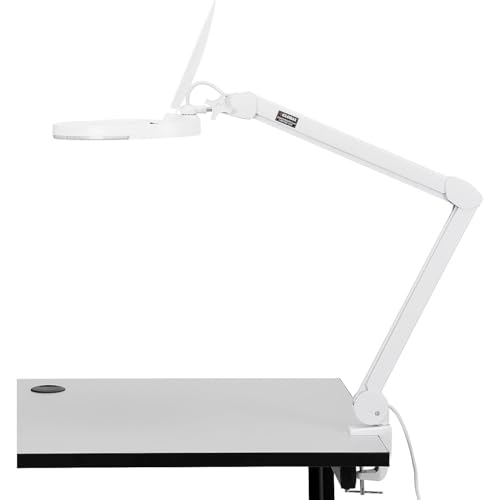Global Industrial LED Magnifying Lamp with Covered Metal Arm, 8 Diopter, White
