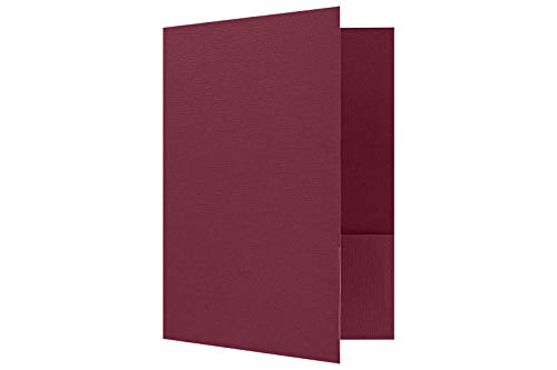 LUXPaper 9" x 12" Presentation Folders | Two Pocket | Burgundy Linen | 100lb. Cover | 100 Qty