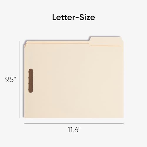 Smead Fastener File Folder, Reinforced 1/3-Cut Tab, Letter Size, Manila, 50 per Box (14537)