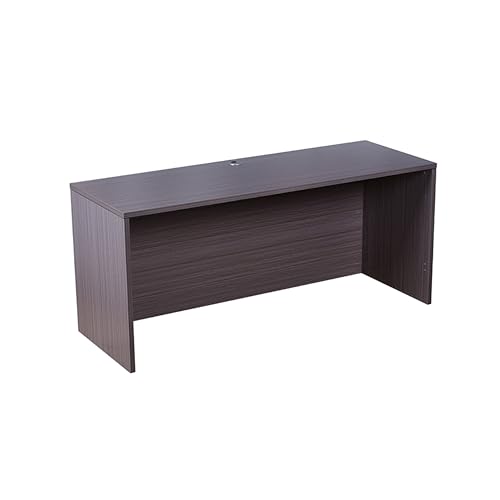 Benzara Jeny 71 Inch Office Credenza Shell with Modesty Panel, Mocha Brown