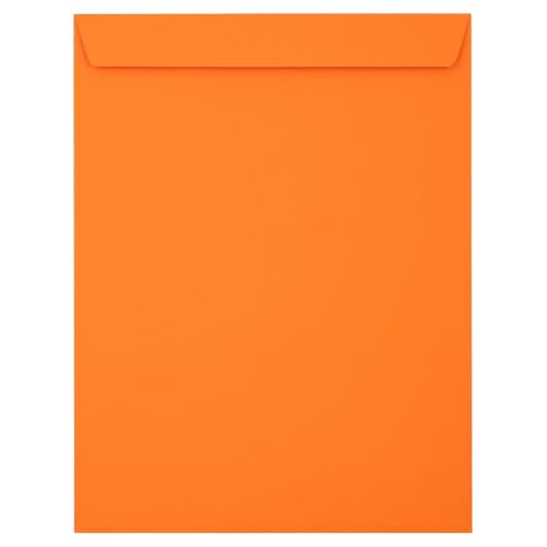 LUXPaper 10 x 13 Open End Envelopes | Peel & Press | Mandarin Orange | 80lb. Text | 250 Qty