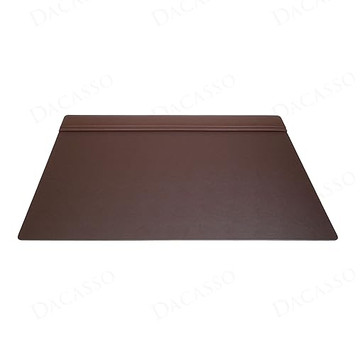 Dacasso 34" x 20" Chocolate Brown Leather Desk Pad with Top Rail - Executive Desk Surface Protector - Luxury Leather Blotter for Writing