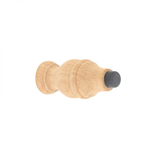 Renovators Supply Manufacturing Wooden Door Stop Bumper Wall Mount 3.5" Long Unfinished Maple Hardwood Door Stopper Rubber Bumper for Absorbing Shock Wall Protector with Hardware Pack of 10