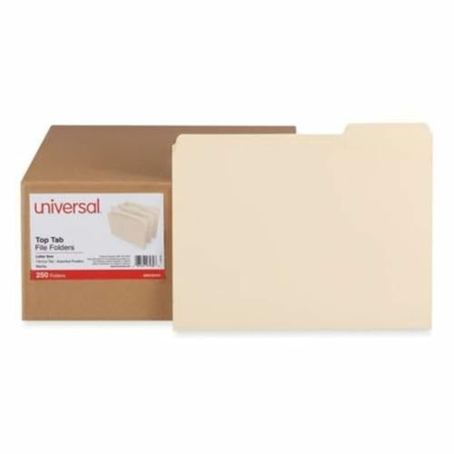 Universal Top Tab File Folders, 1/3-Cut Tabs: Assorted, Letter Size, 0.75" Expansion, Manila, 250/Box