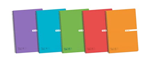 Enri 400073981 – Pack of 5 Notebooks Spiral, Lid Plastic Translucent, 4th/155 x 215 mm