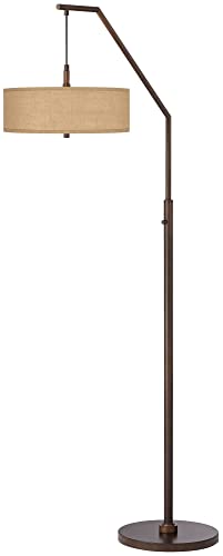 Downbridge 71 1/2" Tall Burlap Shade Bronze Arc Floor Lamp