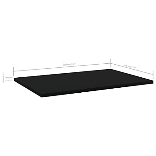 TUERYAFEK Black Engineered Wood Shelf Set of 8, 23.6x15.7x0.6 in Bookshelf Boards, Matte Finish for Living Room, Kitchen, or Office Storage