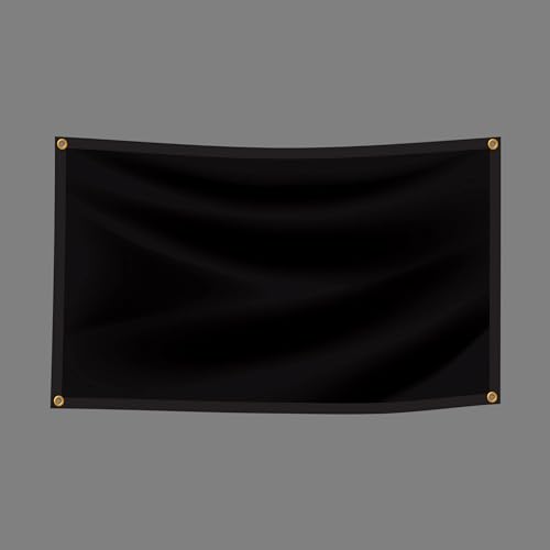 BannerBuzz Blank Vinyl Plain Banner, 11 Oz Waterproof Lightweight Foldable DIY PVC Flex, Schools Home Office Store Advertising Indoor Outdoor Use, Hemmed Edges with Grommets (8'W X 4'H, Black)