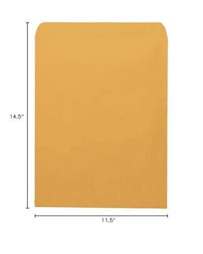 Quality Park Catalog Mailing Envelopes, 11-1/2 x 14-1/2 Envelopes, Gummed, Heavy 28 lb. Kraft Paper, for Mailing, Organizing and Storage, 250 per Box (QUA41865), Light Brown