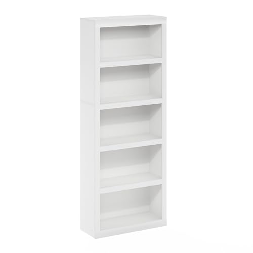Furinno Rail 5-Tier Book Shelf with Open Shelf, White