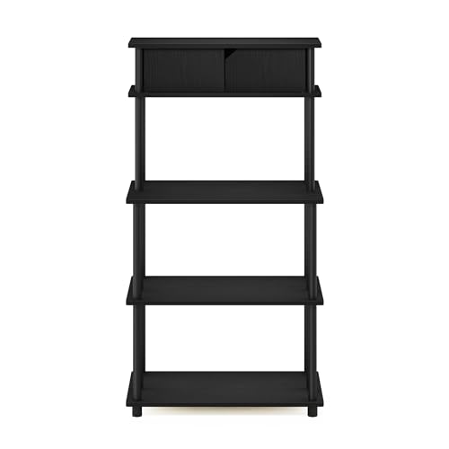 Furinno Turn-N-Tube Printer Stand with Storage, 5-Tier Large Printer Stand, Printer Table with Top Cabinet, for CPU, Office Supplies, Dark Americano