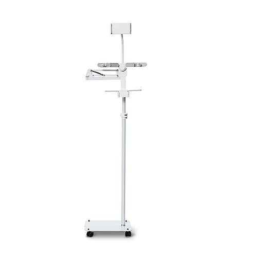 Buhelyc Book Holder Floor Stand with Wheels, Portable Tablet Floor Stand Holder with Lights, Hands Free Book Holder Stand, Easy to Move, Adjustable Height Angle, for Laptop, Magazines(Size:NO LAMP)