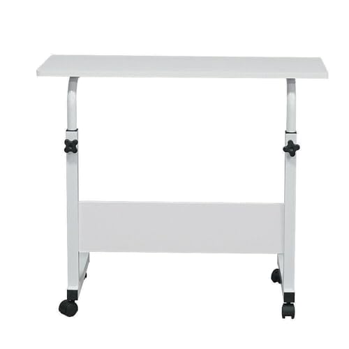 Height Adjustable Rolling Laptop Desk Cart Over Bed Hospital Table Stand White