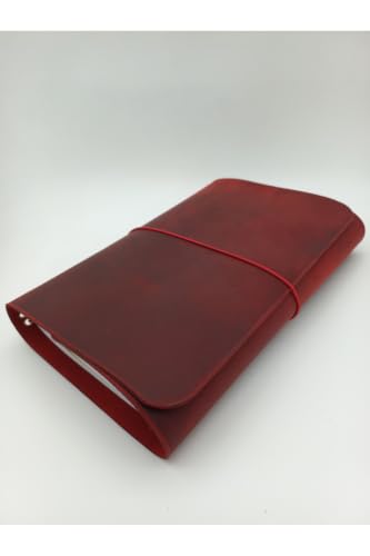 Handmade Genuine Leather A6 Notebook Cover Case, Foldable Design, Customizable with Silver Accents, suitable for Journals and Planners, Durable and Stylish Travel Companion - Mor-Gümüş