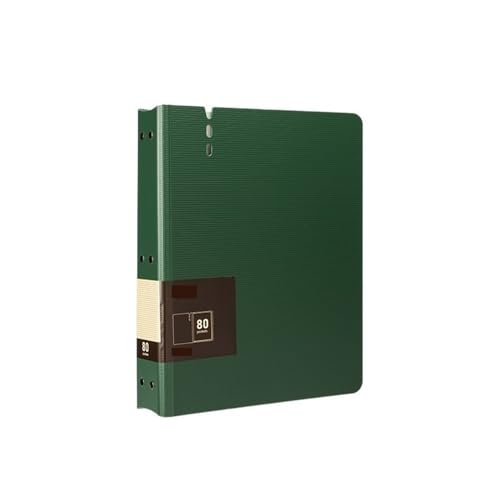 Filing Envelopes 80 Pages A4 File Folder with Transparent Inserts Thickened Data File Storage Book Office Supplies Plastic Folders(Green)
