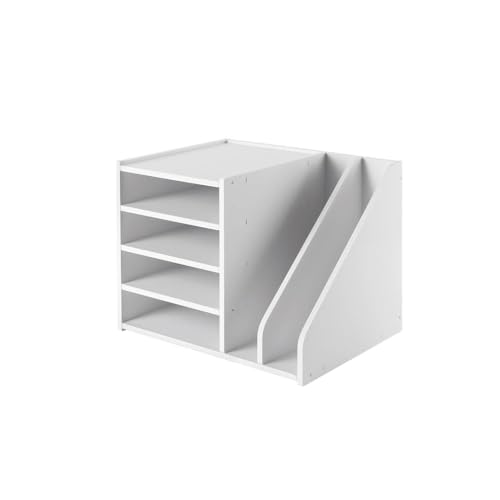 File Rack File Holder Organizer 4+2 Tier, PVC Document Mail Sorter Holds Files Books Envelopes Letter Trays(White)