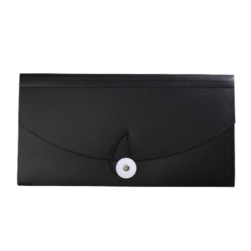 Filing Envelopes 13 Pockets Card Ticket Holder Organizer Office Supplies B6 PP File Folder Document Bag Receipt File Expanding Wallet Bill Folder Plastic Folders(Black)