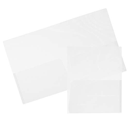 JAM PAPER Plastic Light Weight Flexible Two Pocket Presentation Folder - Clear - 108/pack