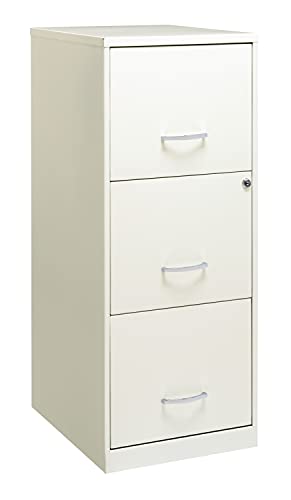 Office Dimensions 3 Drawer Vertical File Cabinet with Lock, Pearl White