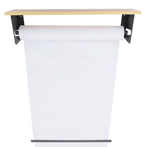 24'' Kraft Paper Roll Dispenser, Wall Mounted Butcher Paper Holder with Cutter, Heavy Duty Paper Roll Organizer for Drawing, Lists, Artwork, Home, Office, School Use