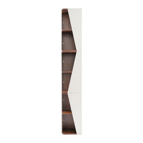 Corner Bookshelf 6 Tier Wall Mounted Storage Rack for Living Room Home