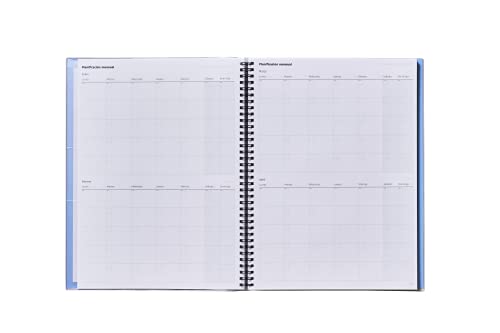 ADDITIO - Triplex Notebook for Teachers | Monthly and Weekly Planning | Assessment | Tutoring | Meetings | Ecological Paper | Size 22.5 x 31 cm | Spanish | Blue