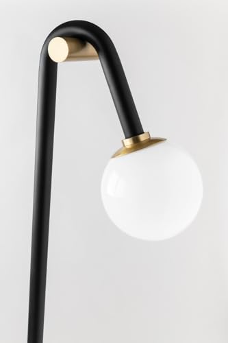 Mitzi Whit 1-Light Floor Lamp | Aged Brass and Black Finish | Made of Steel & Glass | Damp-Rated for Bathroom Use | 60.25" Overall Height | HL382401-AGB/BK