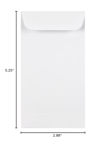 JAM PAPER #5 Coin Business Envelopes with Peel and Seal Closure - 2 7/8 x 5 1/4 - White - Bulk 250/Box