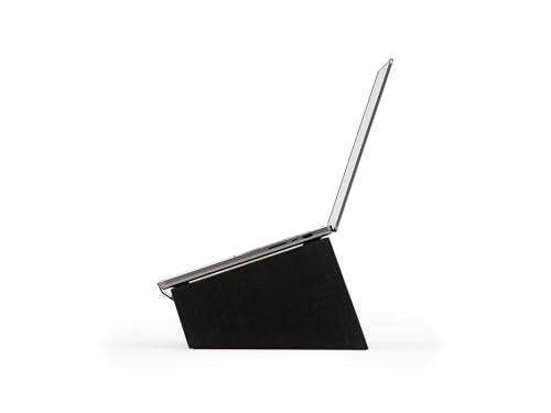 Oakywood Wooden Slanted Laptop Stand for Desk - Convenient Riser & Holder - Ergonomic Wood Stand - 45x22x14cm - for 13-14" Laptops Black