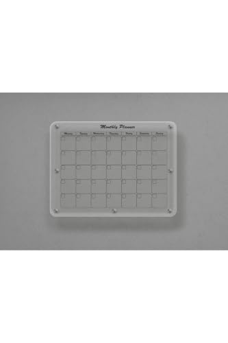 Magnetic Monthly Planner Board 11x14 Inches Clear Acrylic with Black Planner for Fridge or Wall - Clear - Black