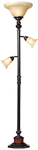 Regency Hill Sonnett 72" Tall 3-Light Torchiere Floor Lamp Living Room