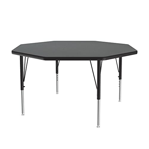 Correll 48" Octagonal HPL Classroom Activity Table, Montana Granite/Black