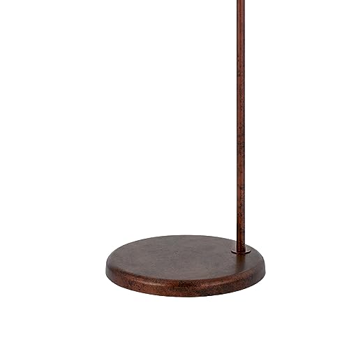 Benzara Cyan 65 Inch Modern Adjustable Arc Floor Lamp, Amber Mica Shade, Rust Metal