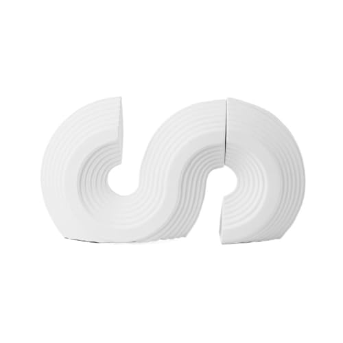 Book Organizer Resin Bookends S-Shaped Geometric Shapes Bookshelf Ornaments for Home Library(White)
